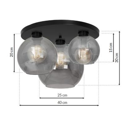 Stropní svítidlo SOFIA 3xE27/60W/230V černá