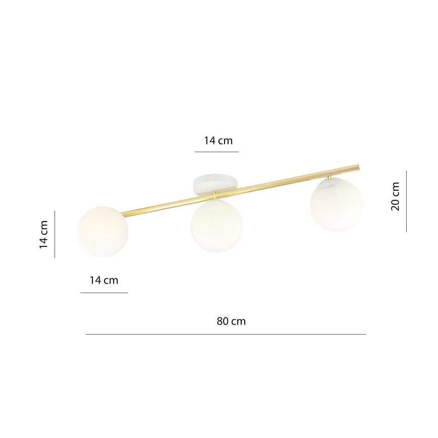 Stropní svítidlo SPLENDI 3xE14/10W/230V bílá/zlatá