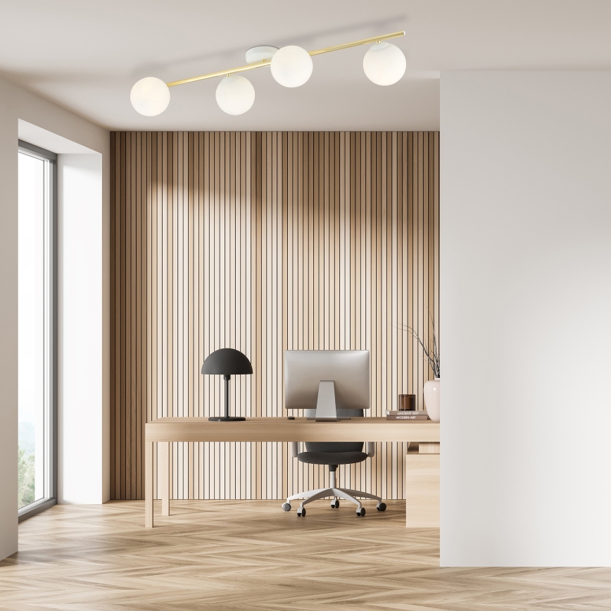 Stropní svítidlo SPLENDI 4xE14/10W/230V bílá/zlatá