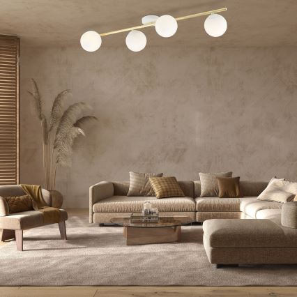 Stropní svítidlo SPLENDI 4xE14/10W/230V bílá/zlatá