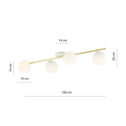 Stropní svítidlo SPLENDI 4xE14/10W/230V bílá/zlatá