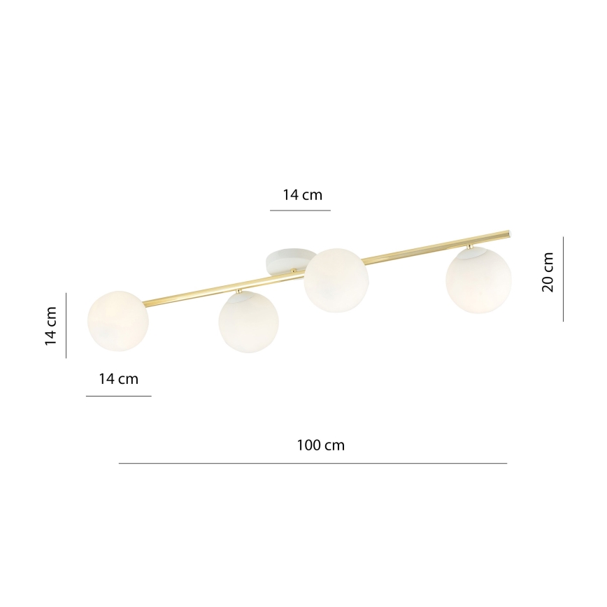 Stropní svítidlo SPLENDI 4xE14/10W/230V bílá/zlatá