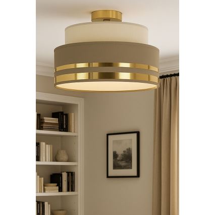 Stropní svítidlo TAMI 1xE27/60W/230V pr. 40 cm béžová/hnědá/zlatá