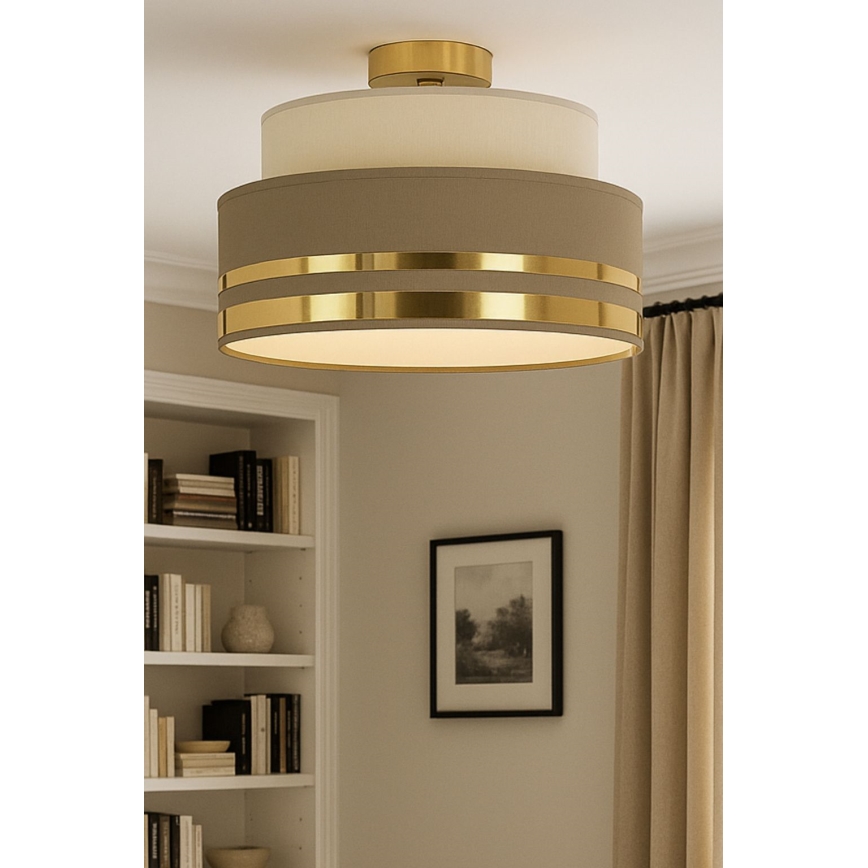 Stropní svítidlo TAMI 1xE27/60W/230V pr. 40 cm béžová/hnědá/zlatá