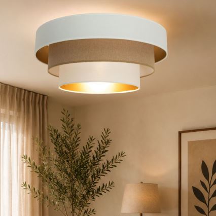 Stropní svítidlo WENTA 1xE27/60W/230V pr. 50 cm bílá/hnědá