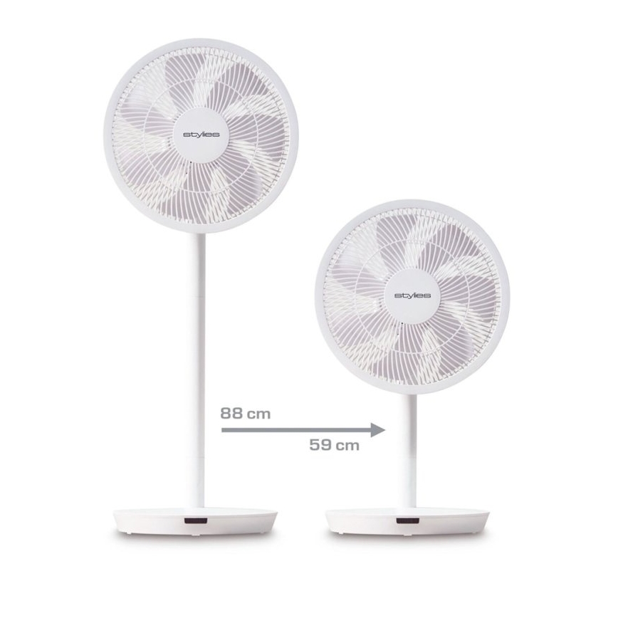 Stylies - Stojanový ventilátor 2v1 ANTILA 25W/230V 88 cm bílá + dálkové ovládání