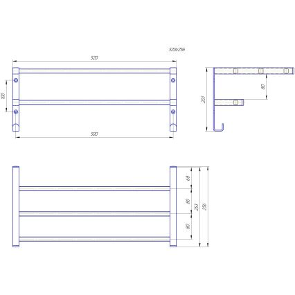 Sušák ručníků na koupelnový radiátor HF SHEFFIELD 52x25,6 cm černá