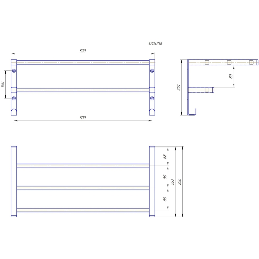 Sušák ručníků na koupelnový radiátor HF SHEFFIELD 52x25,6 cm černá