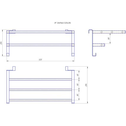 Sušák ručníků na koupelnový radiátor HF SHEFFIELD 52x28,4 cm černá