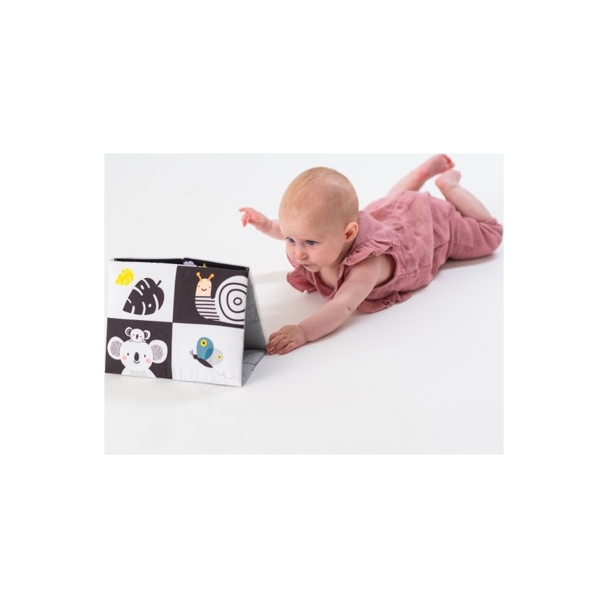 Taf Toys - Dětská textilní knížka se zrcátkem černá