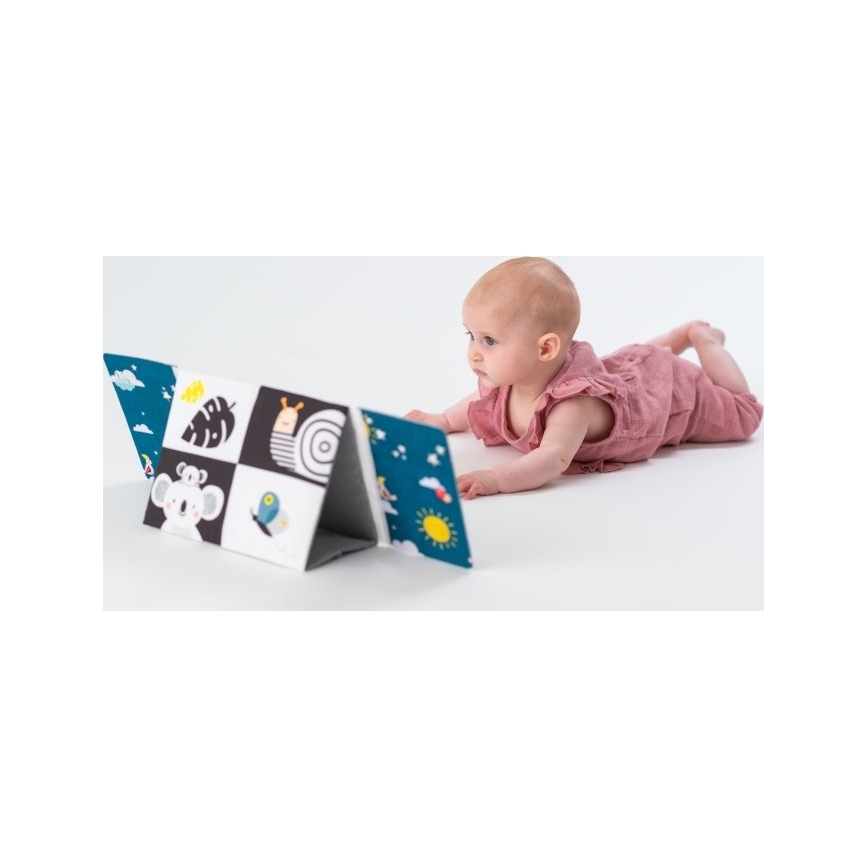 Taf Toys - Dětská textilní knížka se zrcátkem černá