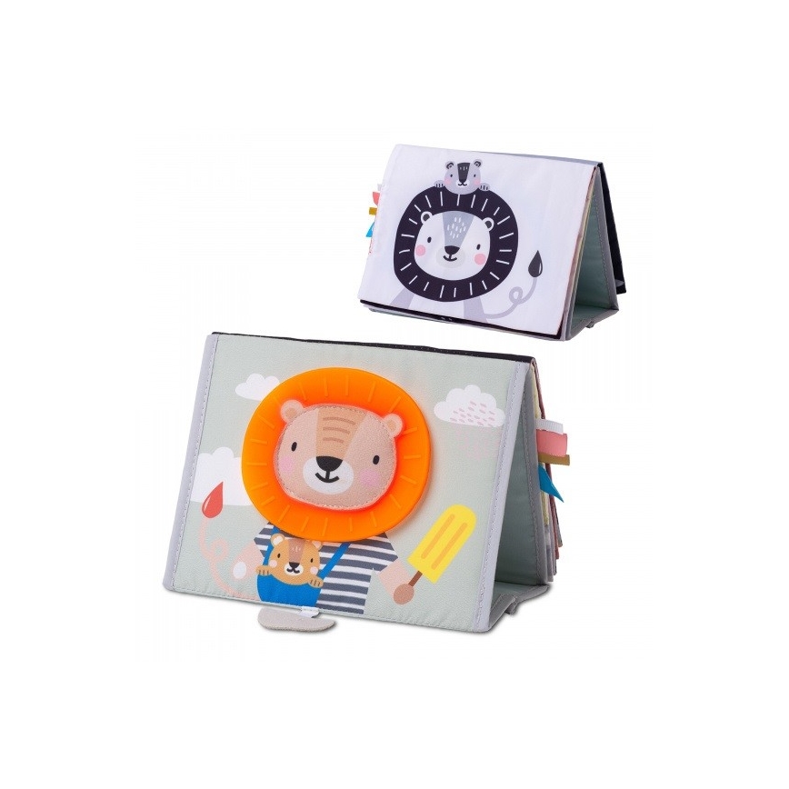 Taf Toys - Dětská textilní knížka se zrcátkem savana