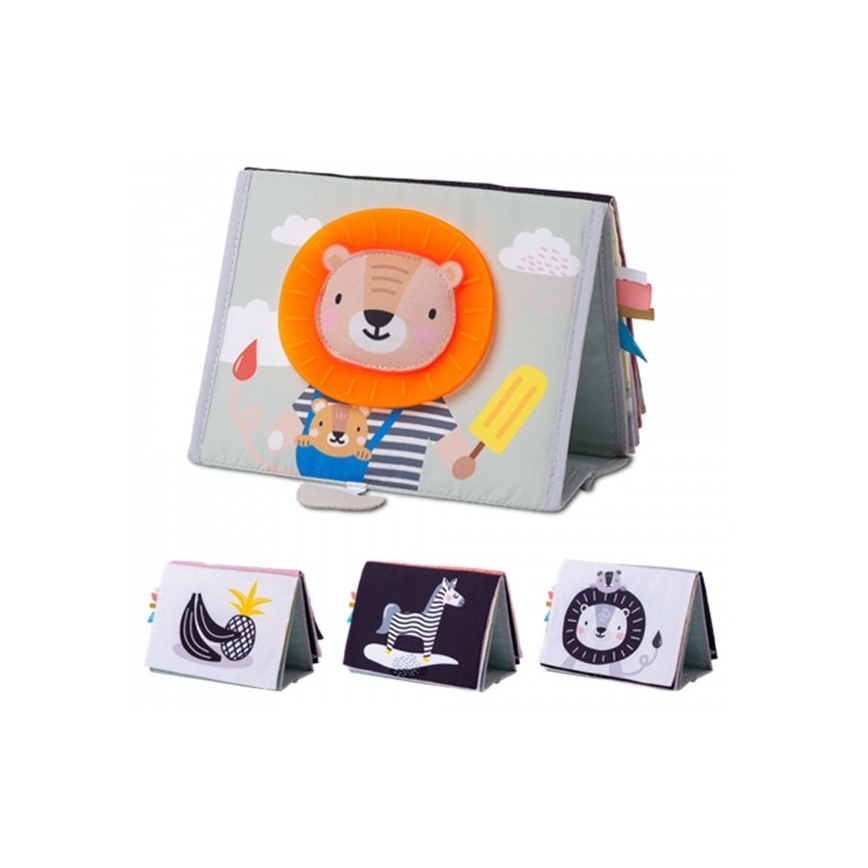 Taf Toys - Dětská textilní knížka se zrcátkem savana