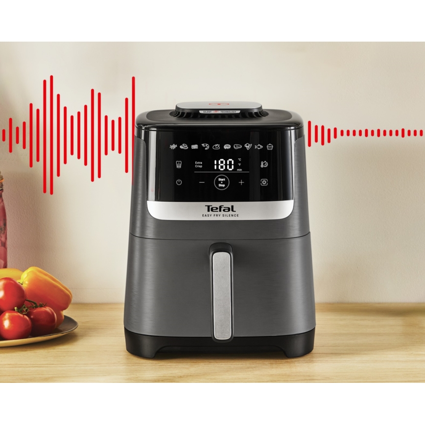 Tefal - Horkovzdušná fritéza 5 l EASY FRY SILENCE COAL 1400-1670W/230V