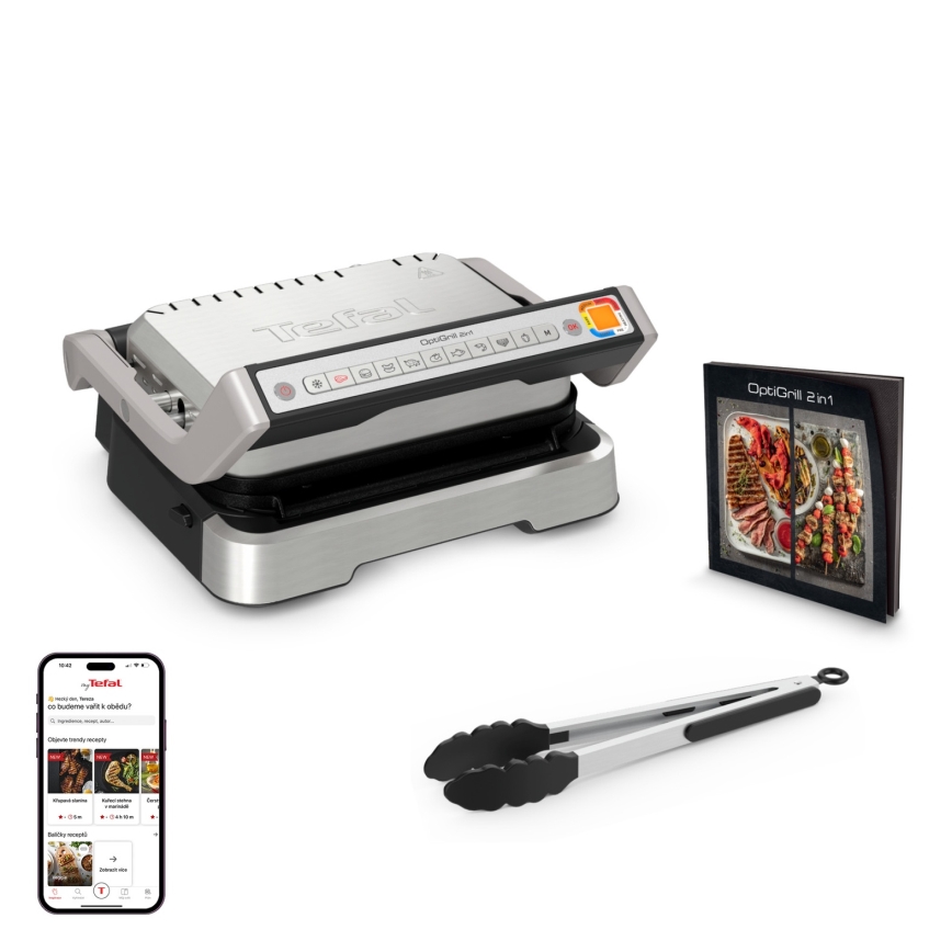 Tefal - Kontaktní gril OPTIGRILL 2v1 2100W/230V nerez