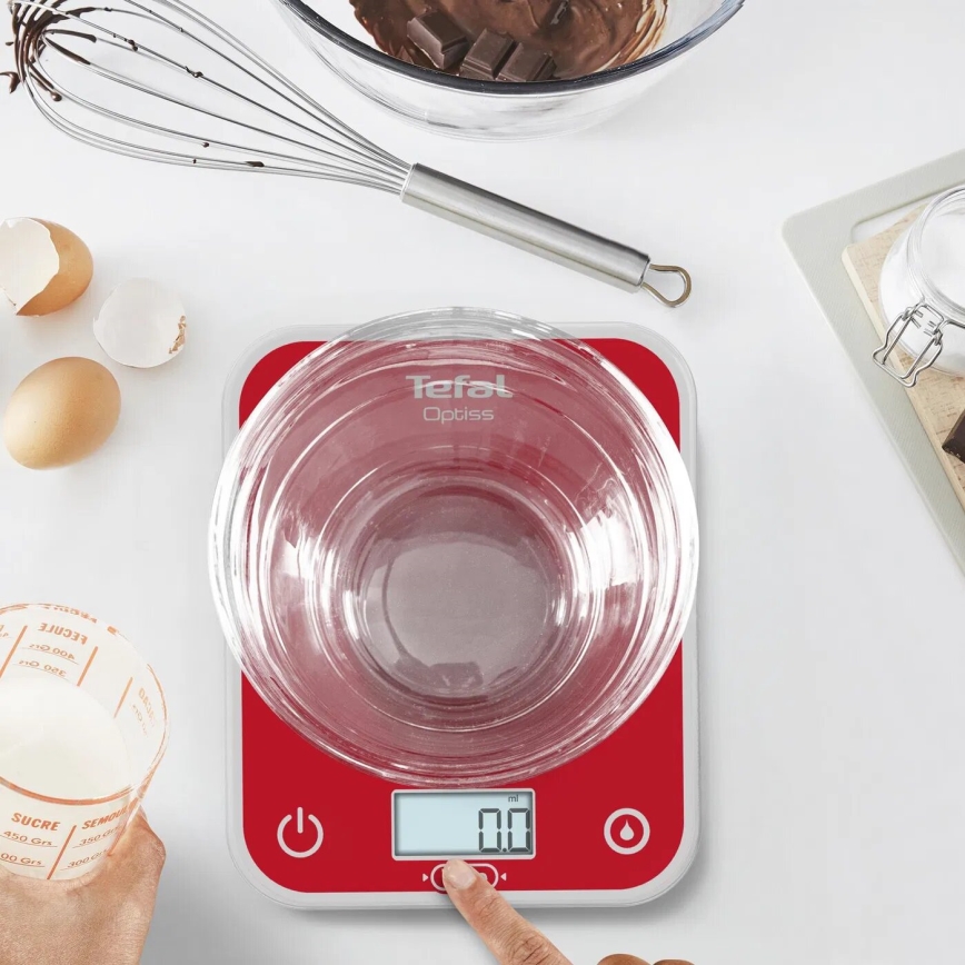 Tefal - Kuchyňská váha OPTISS 2xAAA červená