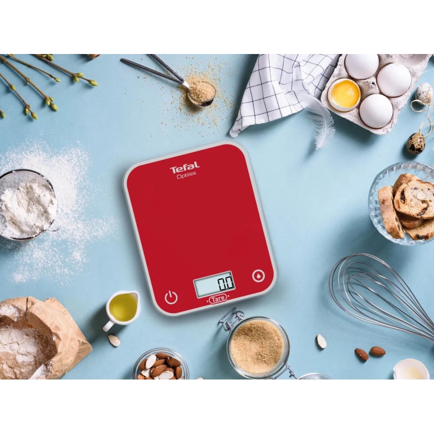 Tefal - Kuchyňská váha OPTISS 2xAAA červená