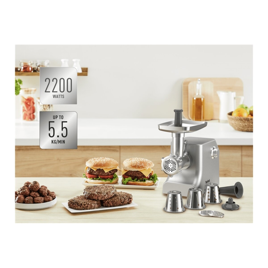Tefal - Mlýnek na maso 8v1 2200W/230V stříbrná