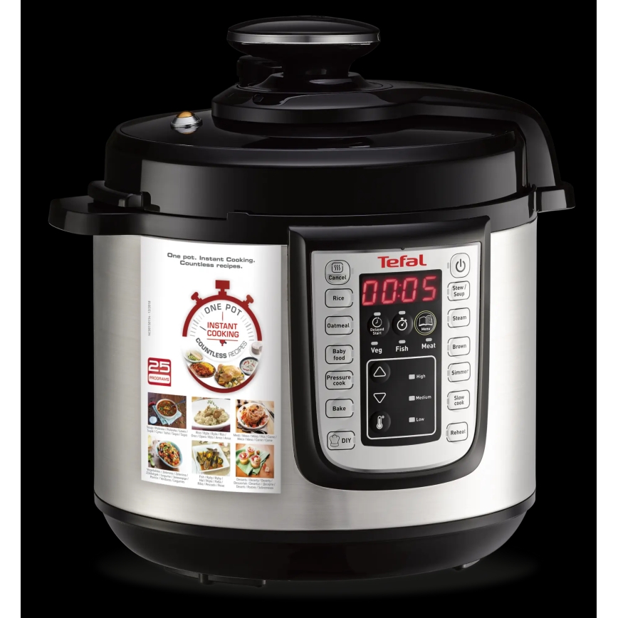 Tefal - Multifunkční elektrický tlakový hrnec ALL IN ONE POT 1100W/230V matný chrom/černá