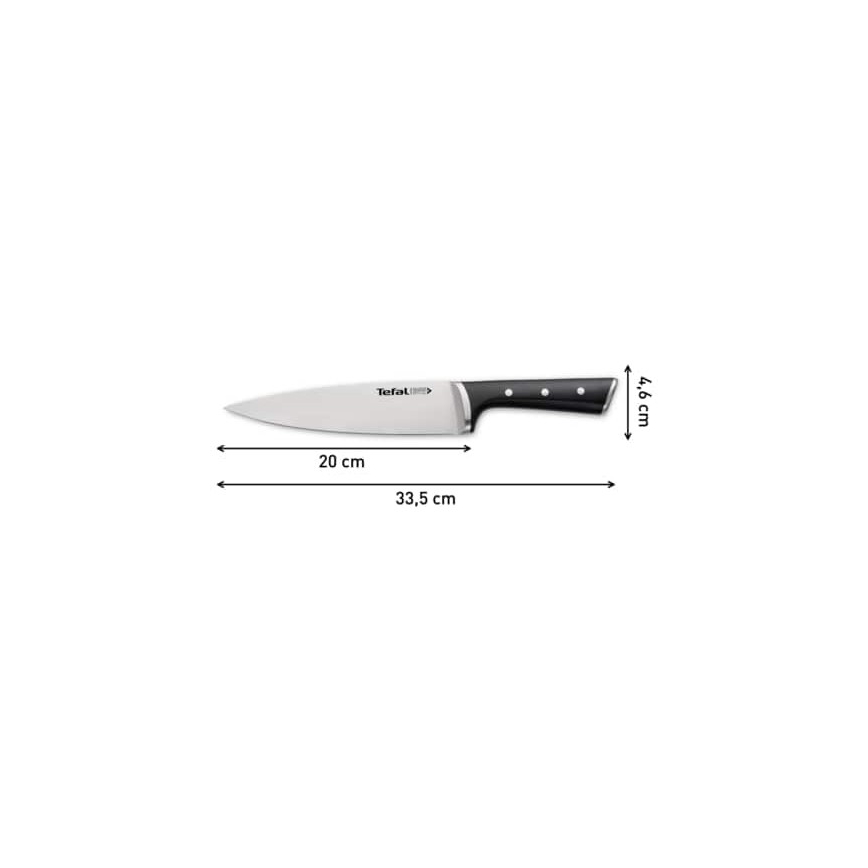 Tefal - Nerezový nůž chef ICE FORCE 20 cm lesklý chrom/černá
