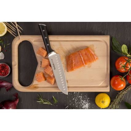 Tefal - Nerezový nůž santoku ICE FORCE 18 cm lesklý chrom/černá