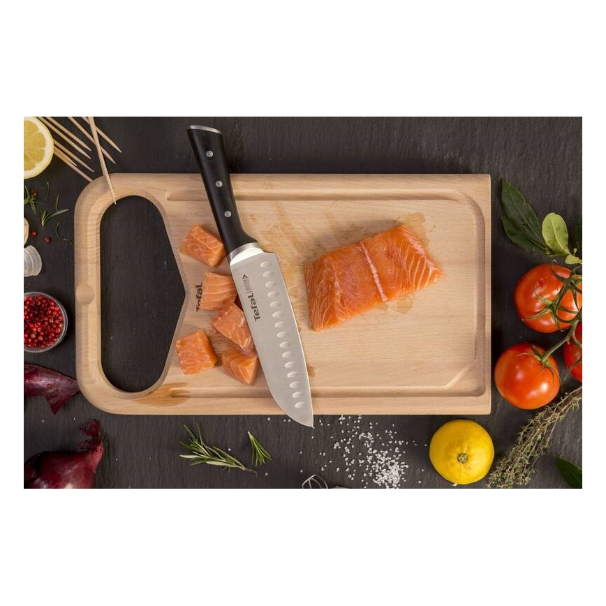 Tefal - Nerezový nůž santoku ICE FORCE 18 cm lesklý chrom/černá