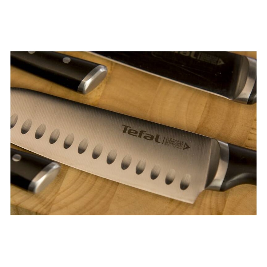 Tefal - Nerezový nůž santoku ICE FORCE 18 cm lesklý chrom/černá