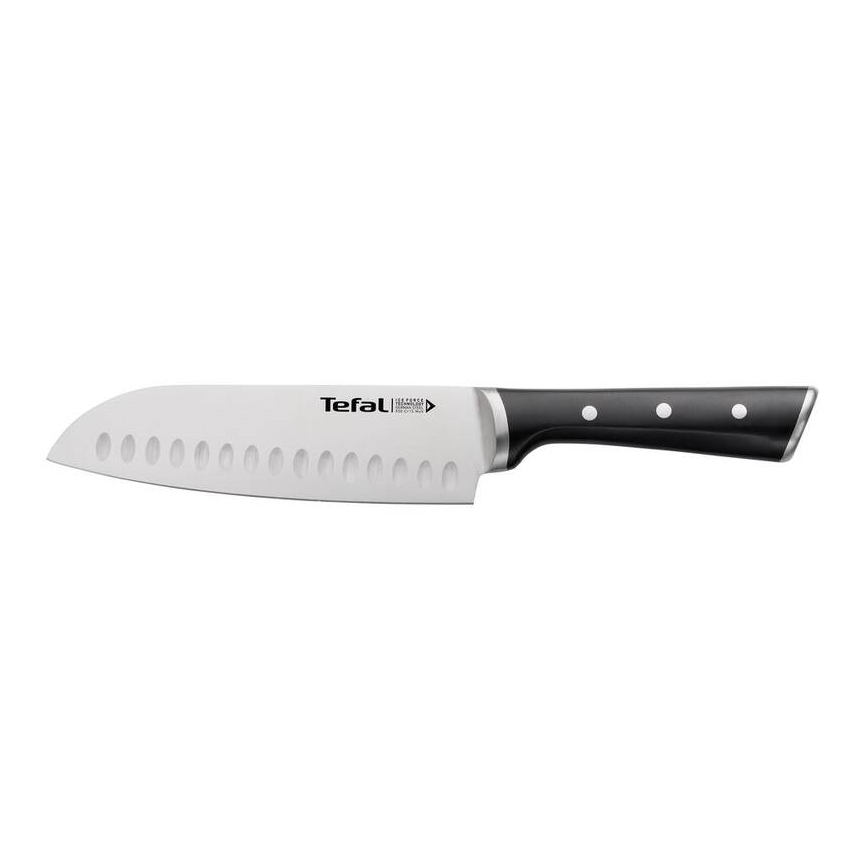 Tefal - Nerezový nůž santoku ICE FORCE 18 cm lesklý chrom/černá