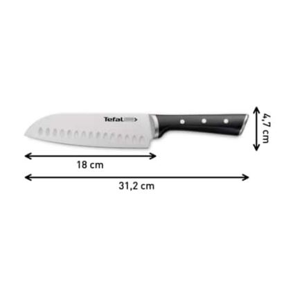 Tefal - Nerezový nůž santoku ICE FORCE 18 cm lesklý chrom/černá