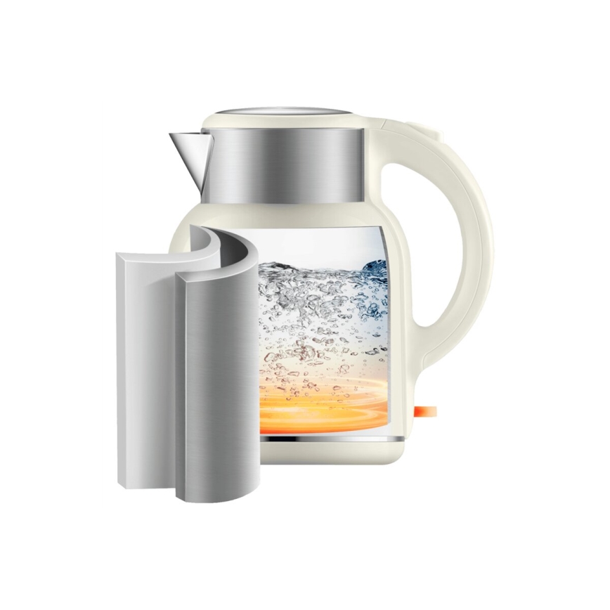 Tefal - Rychlovarná konvice THERMO PROTECT XL 1,9l 1650W/230V nerez/bílá