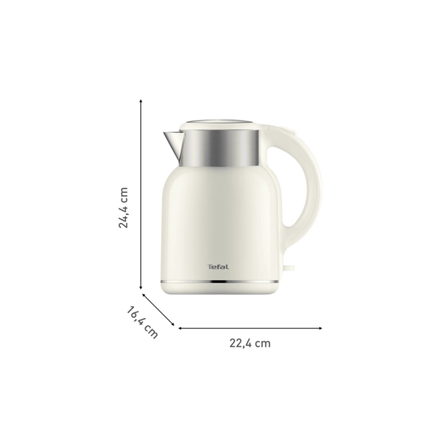 Tefal - Rychlovarná konvice THERMO PROTECT XL 1,9l 1650W/230V nerez/bílá