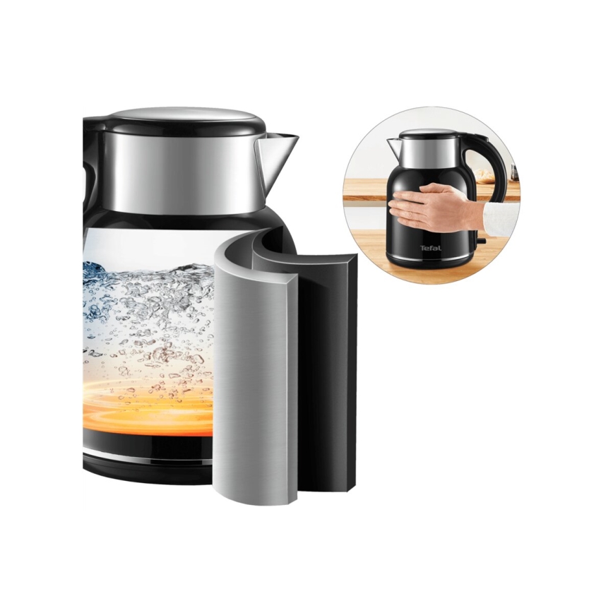 Tefal - Rychlovarná konvice THERMO PROTECT XL 1,9l 1650W/230V nerez/černá