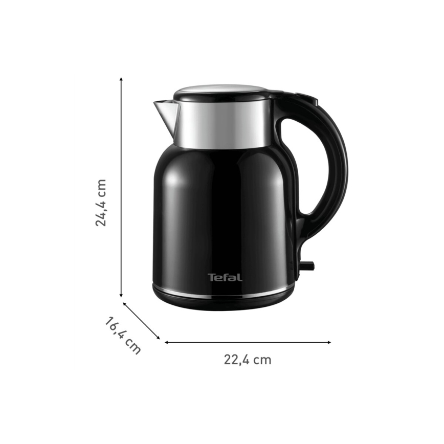 Tefal - Rychlovarná konvice THERMO PROTECT XL 1,9l 1650W/230V nerez/černá