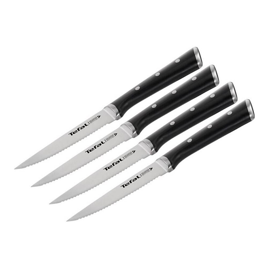 Tefal - SADA 4x Nerezový nůž na steak ICE FORCE 11 cm lesklý chrom/černá
