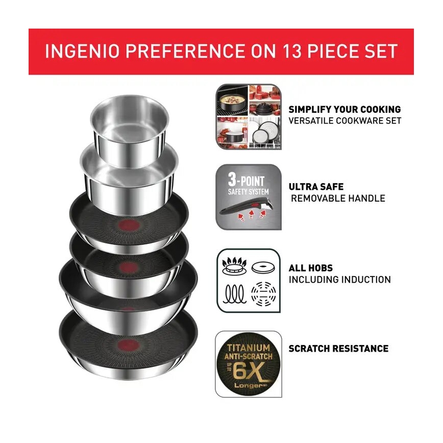Tefal - Sada nádobí 13 ks INGENIO PREFERENCE ON nerez
