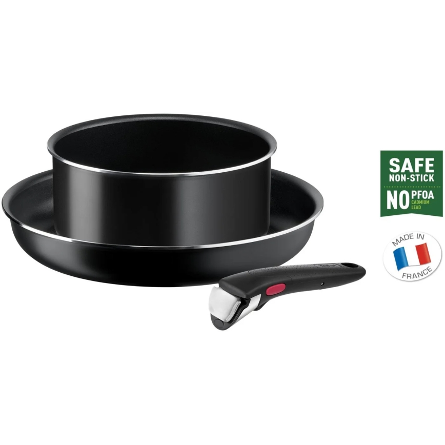 Tefal - Sada nádobí 3 ks INGENIO EASY COOK & CLEAN BLACK