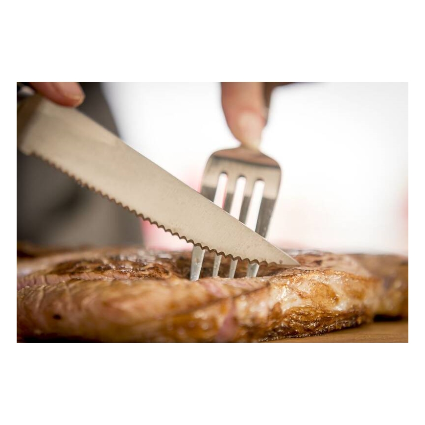 Tefal - Sada nerezových nožů na steak ICE FORCE 11 cm lesklý chrom/černá 4 ks
