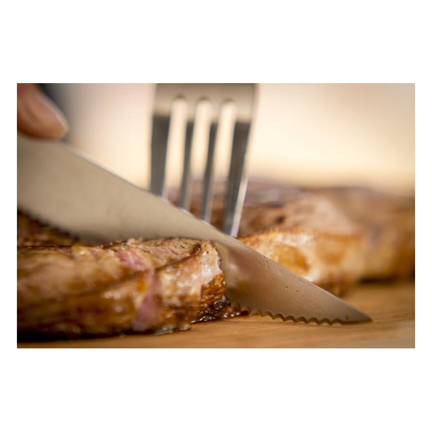 Tefal - Sada nerezových nožů na steak ICE FORCE 11 cm lesklý chrom/černá 4 ks
