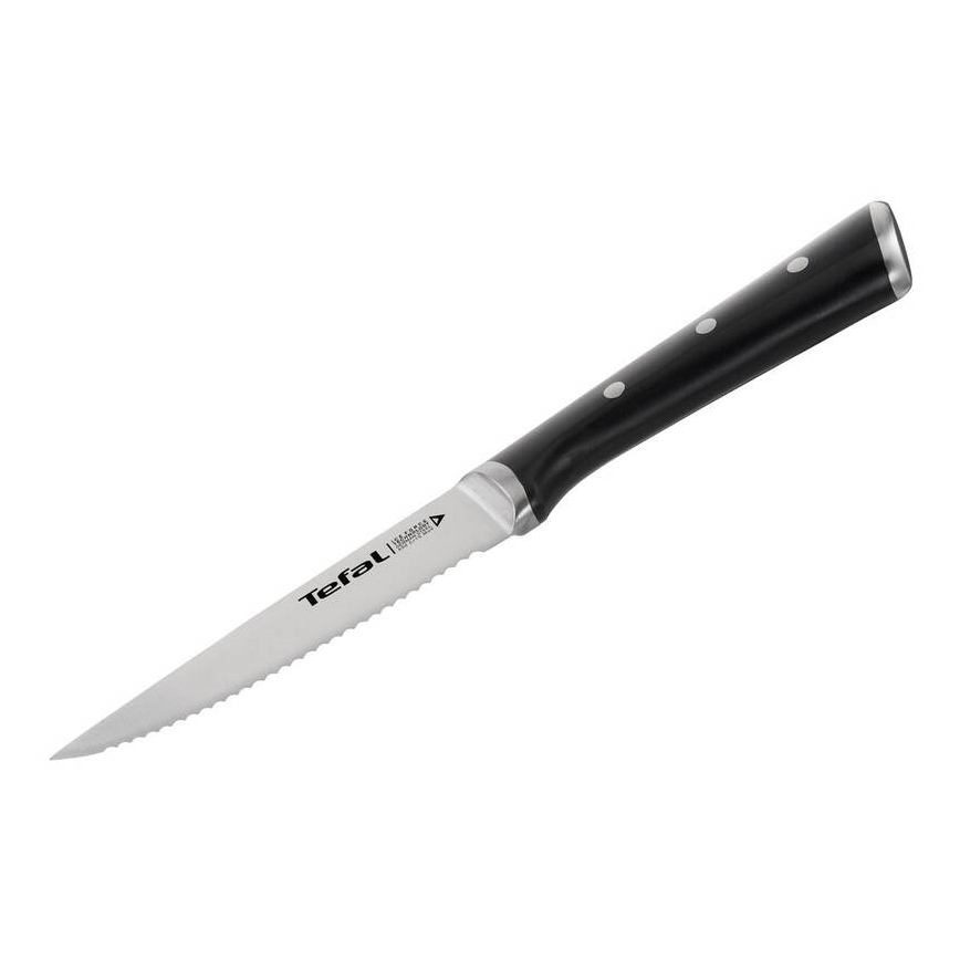 Tefal - Sada nerezových nožů na steak ICE FORCE 11 cm lesklý chrom/černá 4 ks