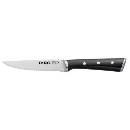 Tefal - Sada nerezových nožů na steak ICE FORCE 11 cm lesklý chrom/černá 4 ks