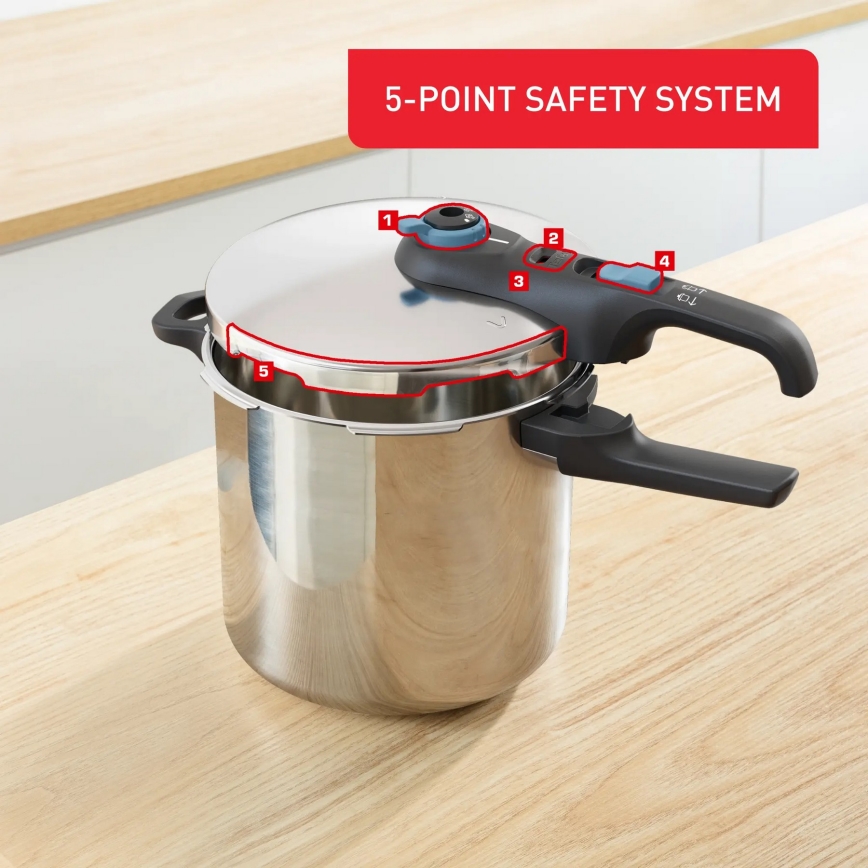 Tefal - Tlakový hrnec 8 l SECURE TRENDY nerez