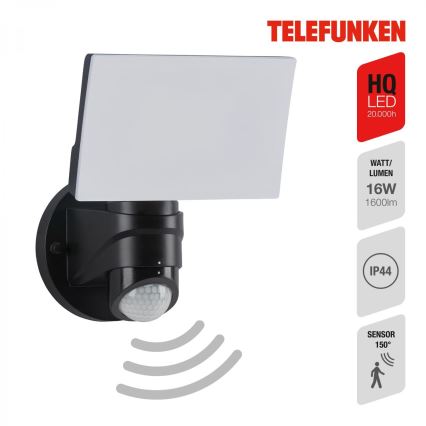 Telefunken 304305TF - LED Venkovní nástěnné svítidlo se senzorem LED/24W/230V IP44 černá
