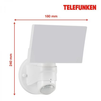 Telefunken 304306TF - LED Venkovní nástěnné svítidlo se senzorem LED/16W/230V IP44 bílá