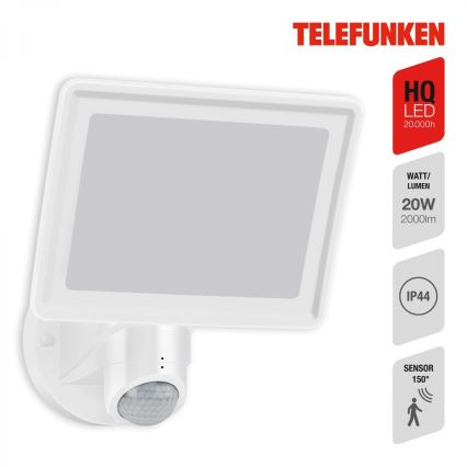Telefunken 304406TF - LED Venkovní nástěnný reflektor se senzorem LED/20W/230V IP44