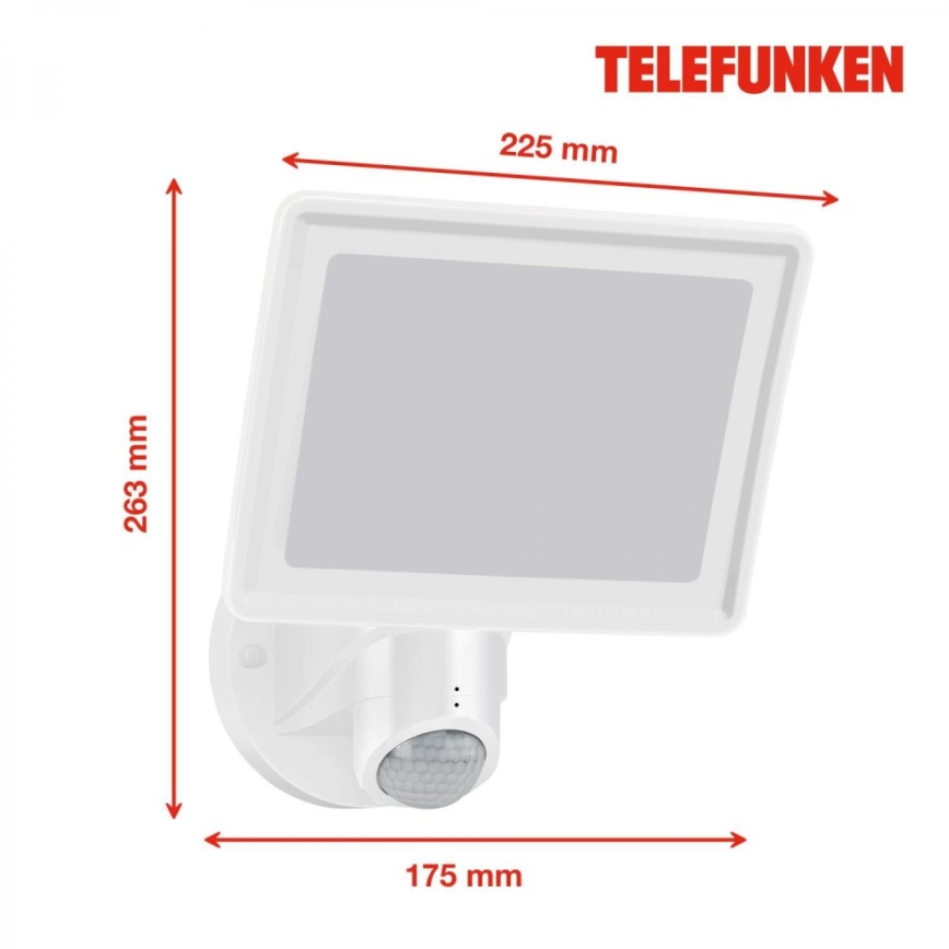 Telefunken 304406TF - LED Venkovní nástěnný reflektor se senzorem LED/20W/230V IP44