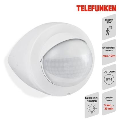 Telefunken 305906TF - Venkovní senzor pohybu 200° IP44 bílá