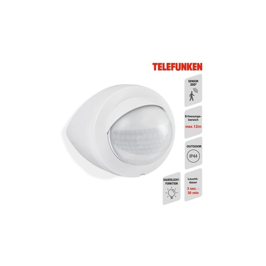 Telefunken 305906TF - Venkovní senzor pohybu 200° IP44 bílá