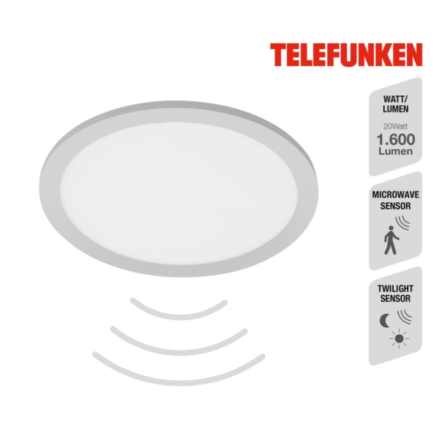 Telefunken 309004TF - LED Stropní svítidlo se senzorem LED/20W/230V