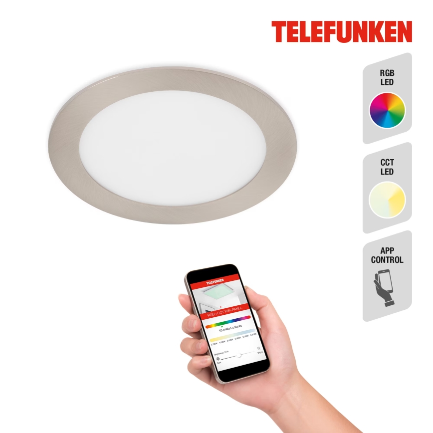 Telefunken 309402TF - LED RGBW Stmívatelné koupelnové podhledové svítidlo LED/12W/230V 2700-6500K IP23 Wi-Fi Tuya