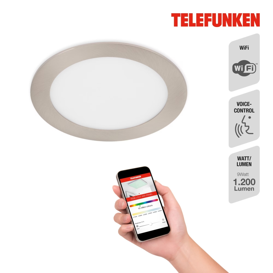 Telefunken 309402TF - LED RGBW Stmívatelné koupelnové podhledové svítidlo LED/12W/230V 2700-6500K IP23 Wi-Fi Tuya